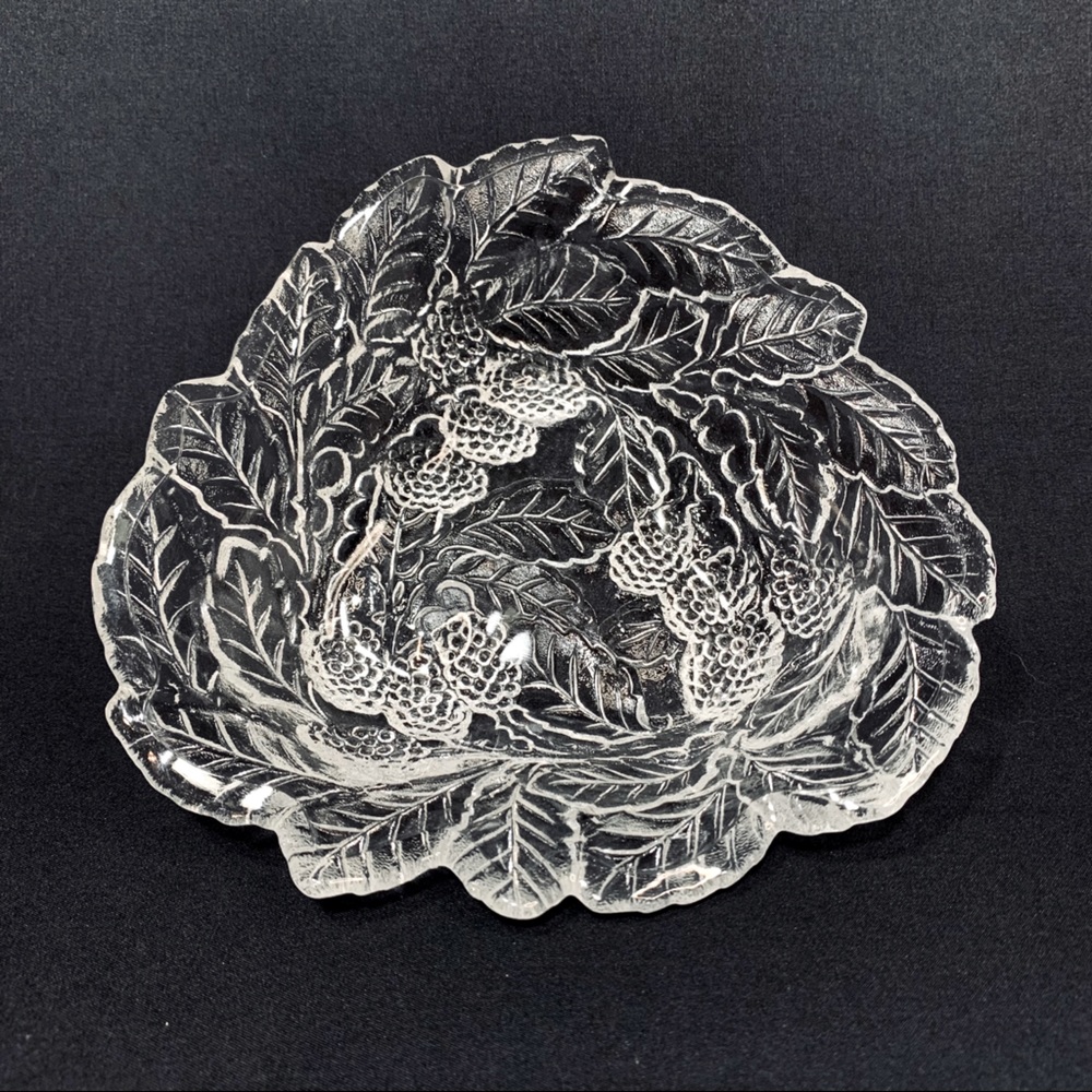 Vintage Indian Glass Clear Loganberry Bon Bon Bowl